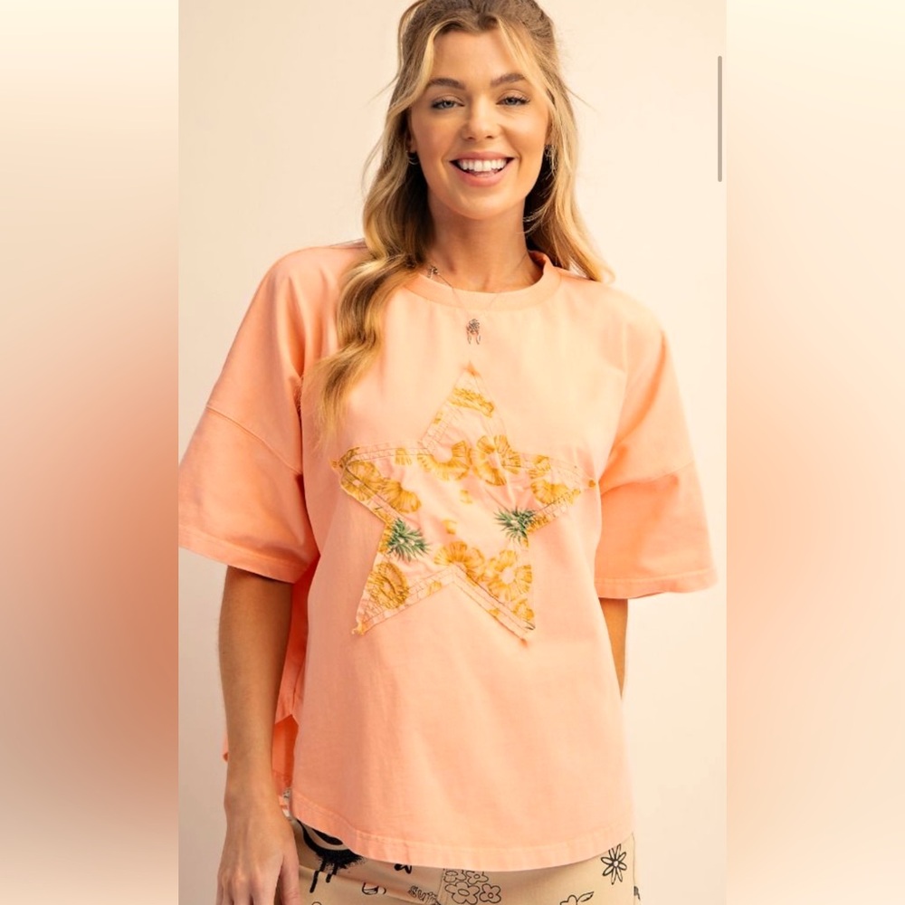 EASEL Peach Star Plus Size Mineral Washed NWT - Picture 2 of 5